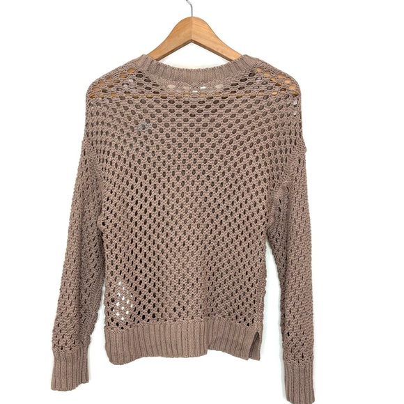 Abercrombie & Fitch Crochet Crew Sweater Size M Open Knit Cotton Cropped NEW - Picture 4 of 12